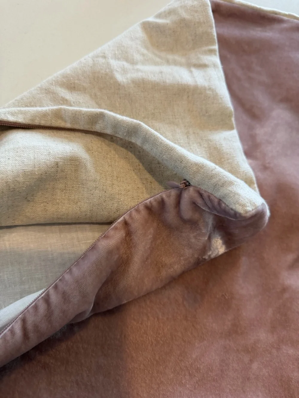 West Elm Euro sham Lush Crinkle Velvet Dusty Blush NEW NWOT linen zip back